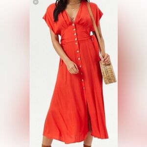 Vintage Inspired Deep V Red Dress | Forever 21